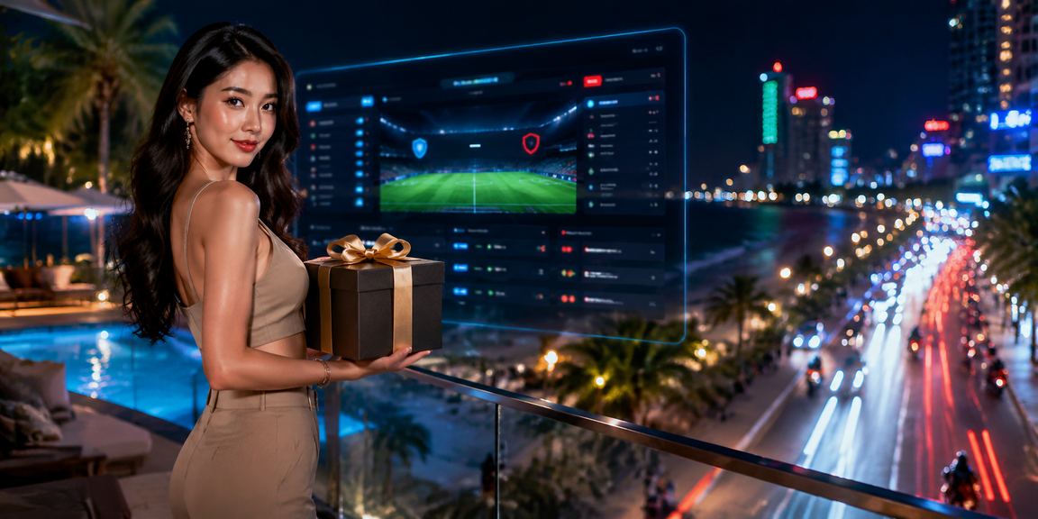 Màn hình hiển thị kèo cá cược bóng đá tại Nha Trang về đêm với ánh đèn neon rực rỡ