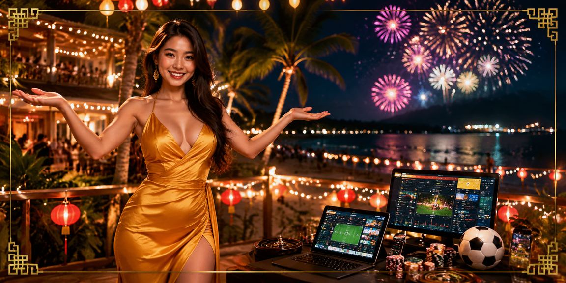 Người dùng Phú Quốc ngồi bãi biển kiểm tra thông tin nạp tiền cá cược trên điện thoại
